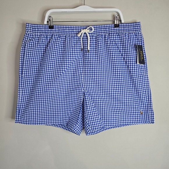 Polo Ralph Lauren Men's Swim Trunks Blue Gingham Size 1XB MSRP $95
